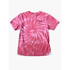 Vans Pink White Spiral Tie Dye T-Shirt Classic Fit Kids Size M
